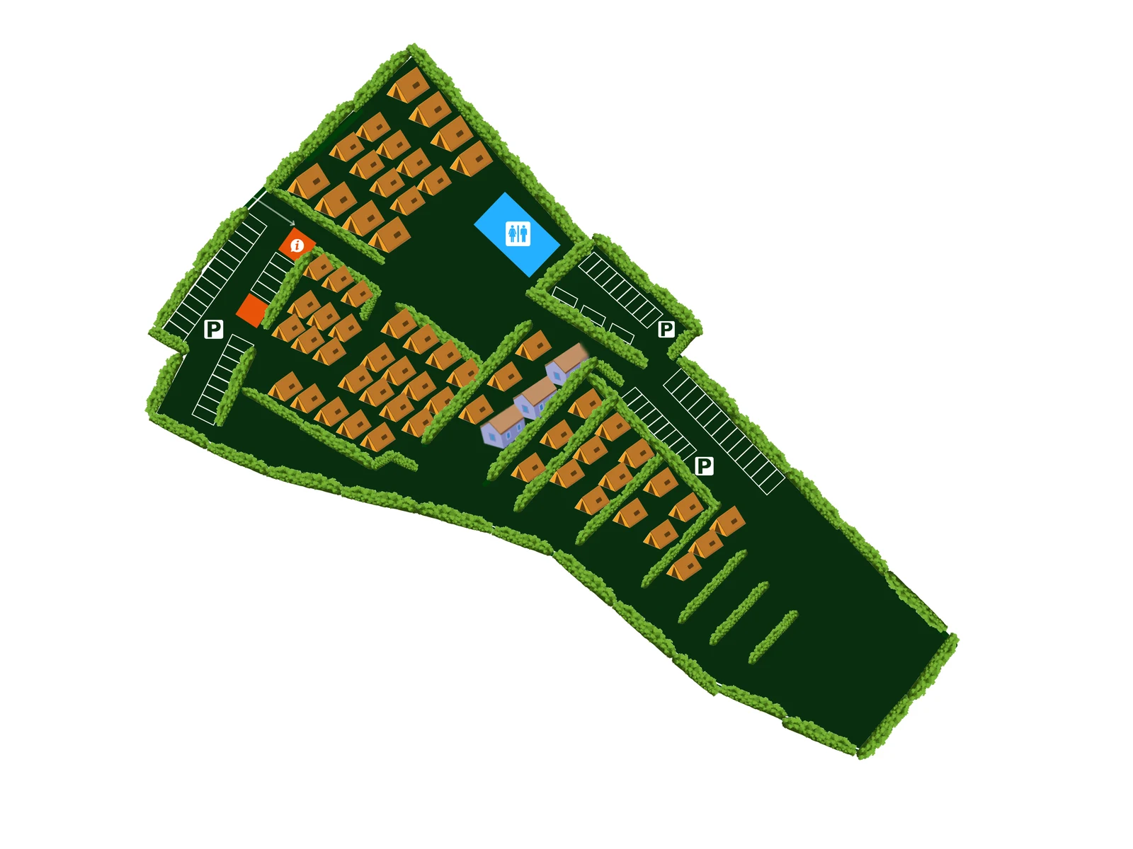Mappa del Camping BellaVista: piazzole, parcheggi, servizi e reception